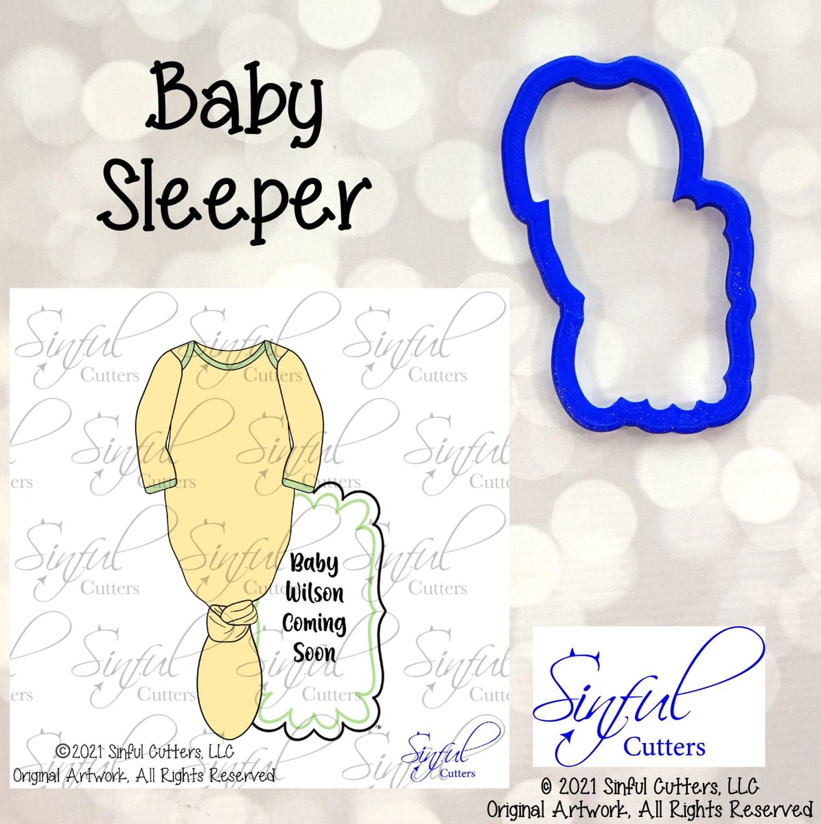 Baby Sleeper Baby Shower Cookie Cutter / Fondant Cutter / Clay Cutter